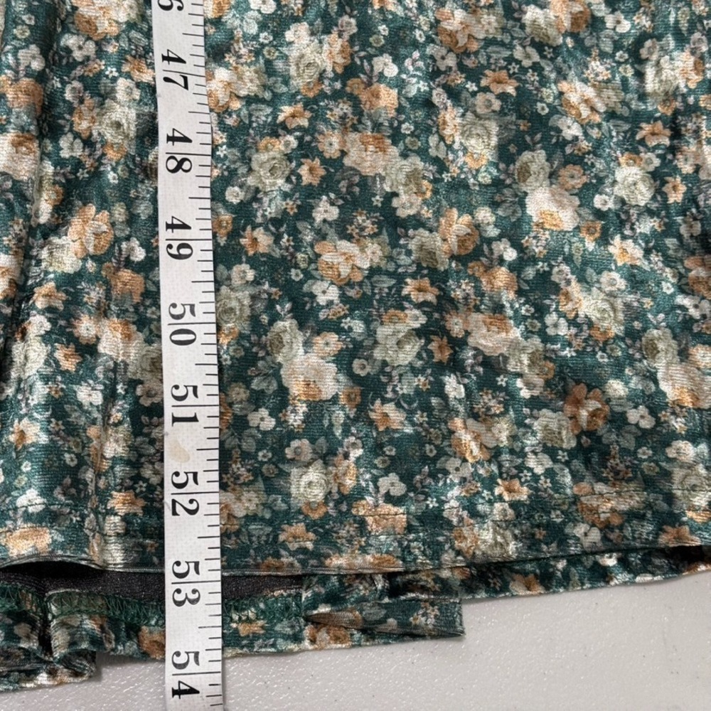 MABLE Dress Small Green Floral Velvet Puff Sleeve Midi Cottagecore Romantic - Picture 12 of 13